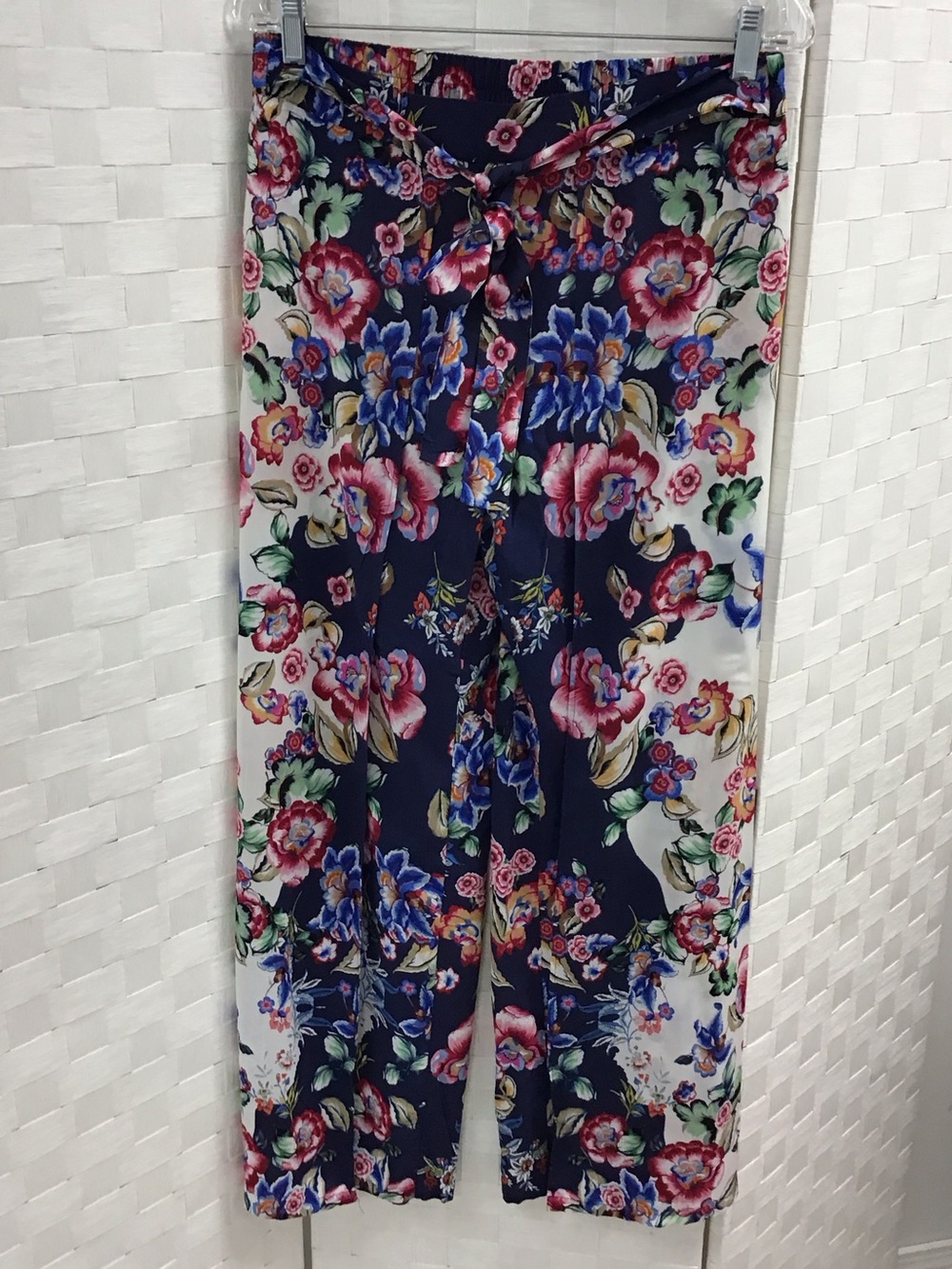 Johnny Was Navy Floral Wide Leg Pants
